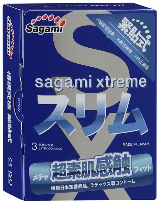 Розовые презервативы Sagami Xtreme FEEL FIT 3D - 3 шт. - Sagami - купить с доставкой в Серпухове