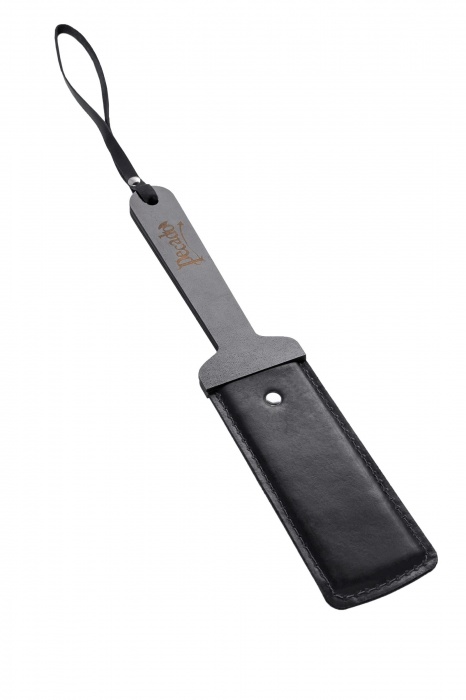 Черный твердый пэддл из натуральной кожи и дерева - 33 см. - Pecado - купить с доставкой в Серпухове