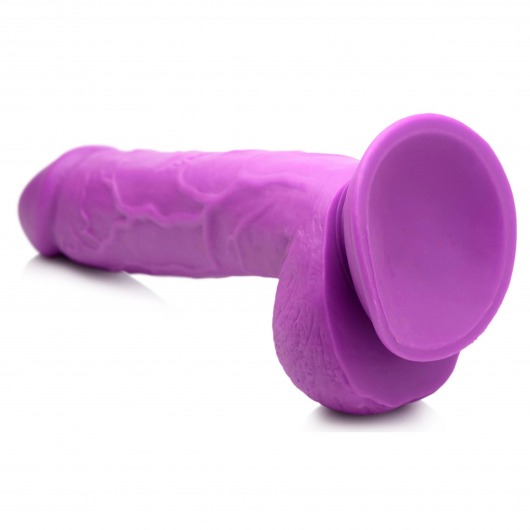 Фиолетовый фаллоимитатор на присоске 8.25  Dildo with Balls - 22,8 см. - XR Brands