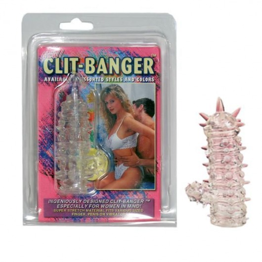 Прозрачная насадка с шипами и клиторальной шишечкой CLIT-BANGER SLEEVE IN CLEAR - Tonga - в Серпухове купить с доставкой