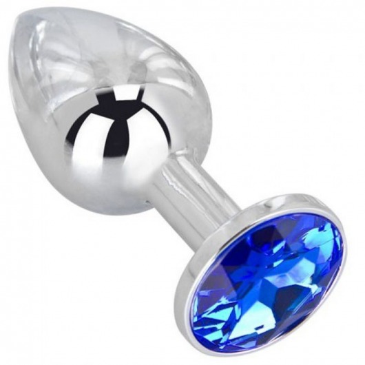 Анальное украшение BUTT PLUG  Small с синим кристаллом - 7 см. - Anal Jewelry Plug - купить с доставкой в Серпухове