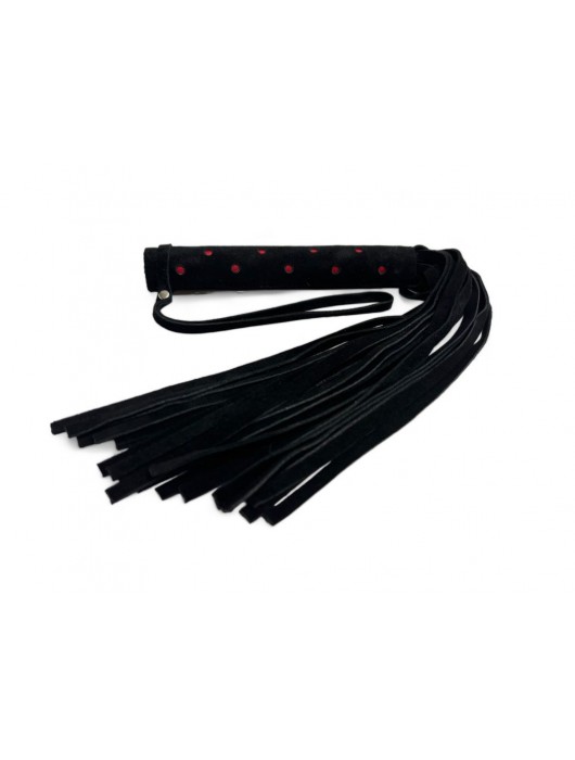Черная замшевая плеть с красными точками на рукояти Red dot Princess - 43 см. - БДСМ Арсенал - купить с доставкой в Серпухове