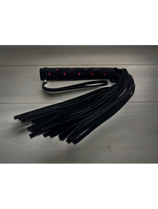 Черная замшевая плеть с красными точками на рукояти Red dot Princess - 43 см. - БДСМ Арсенал - купить с доставкой в Серпухове