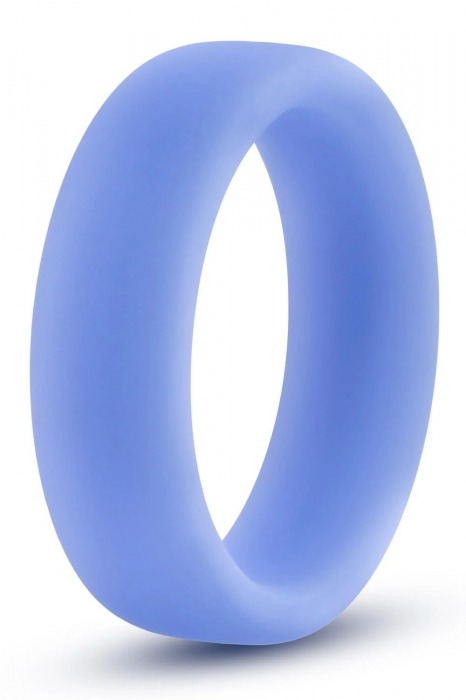 Голубое люминесцентное кольцо Silicone Glo Cock Ring - Blush Novelties - в Серпухове купить с доставкой