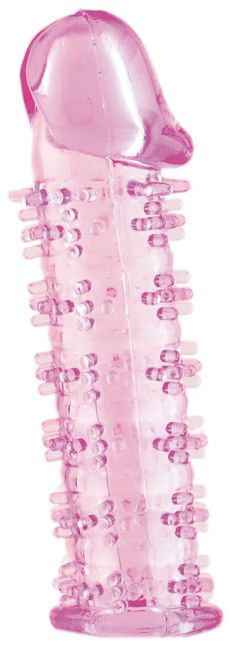 Розовая насадка на пенис с шипами - 12,5 см. - A-toys - в Серпухове купить с доставкой