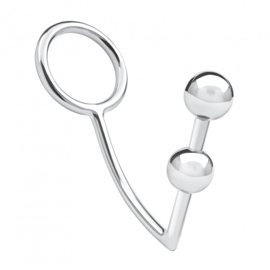 Кольцо на пенис с анальным стимулятором Two Bead Stainless Steel Anal Hook   Cock Ring - BlueLine - в Серпухове купить с доставкой