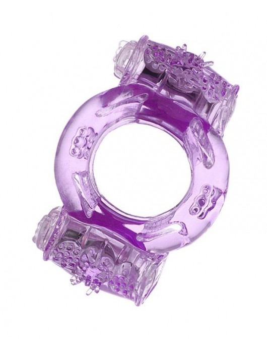 Фиолетовое виброкольцо с двумя вибропульками - Toyfa Basic - в Серпухове купить с доставкой