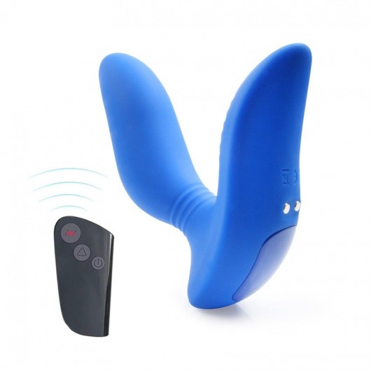 Синий вибромассажер простаты 3,5’’ Remote Control Curve P-spot Massager - 12 см. - Erokay - в Серпухове купить с доставкой