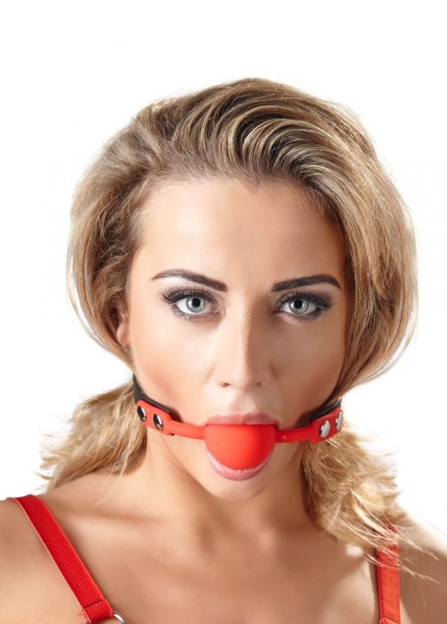 Силиконовый кляп-шар на чёрных ремешках Red Gag silicone - Orion - купить с доставкой в Серпухове