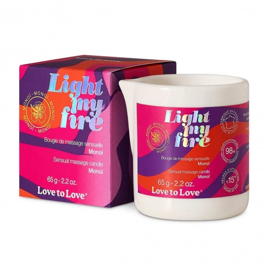 Массажная свеча Light My Fire с ароматом моной - 80 мл. - Love to Love - купить с доставкой в Серпухове