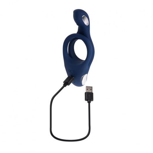 Синее эрекционное виброкольцо с двойным подхватом мошонки Ring Around The Rosy - Zero Tolerance - в Серпухове купить с доставкой