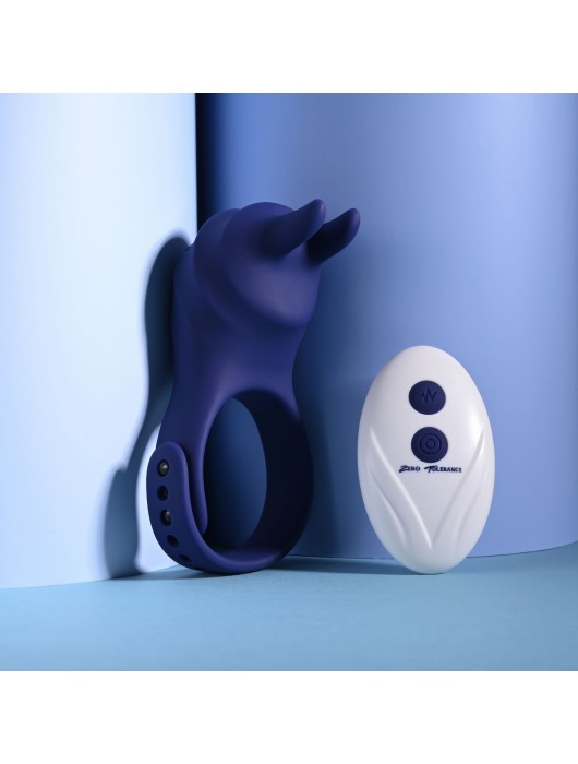 Синее эрекционное виброкольцо с клиторальной подушечкой и пультом ДУ Adjustable Fun Ring - Zero Tolerance - в Серпухове купить с доставкой