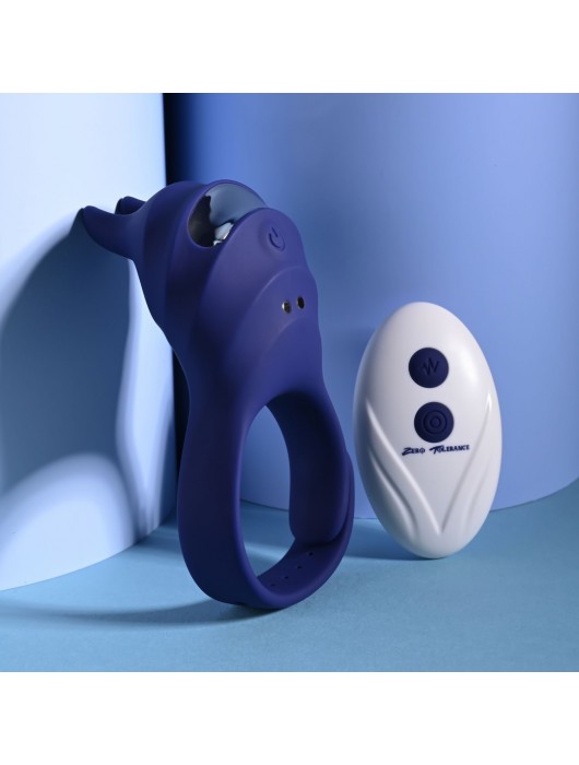 Синее эрекционное виброкольцо с клиторальной подушечкой и пультом ДУ Adjustable Fun Ring - Zero Tolerance - в Серпухове купить с доставкой