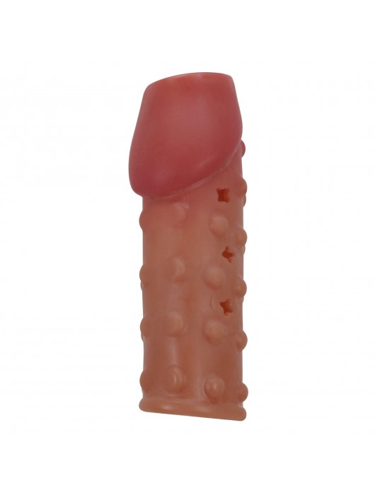 Телесная открытая насадка на пенис с бугорками - 19,8 см. - Baile - в Серпухове купить с доставкой