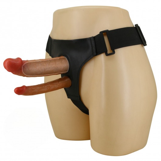 Темно-бежевый фаллопротез для двойного проникновения - 17,5 см. - Baile - купить с доставкой в Серпухове