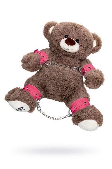 Бондажный набор: бурый мишка с розовыми оковами и наручниками - Pecado - купить с доставкой в Серпухове