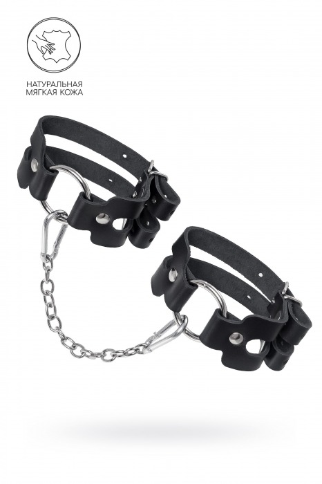 Черные кожаные оковы из двух ремешков - Pecado - купить с доставкой в Серпухове