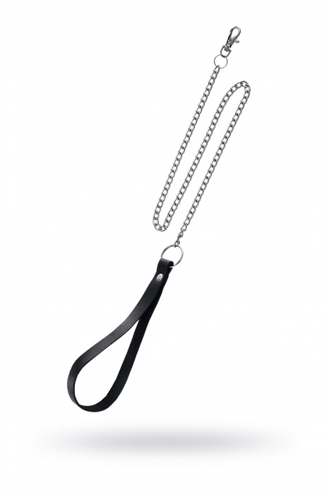 Поводок с ручкой из черной натуральной кожи и карабином для ошейника - Pecado - купить с доставкой в Серпухове