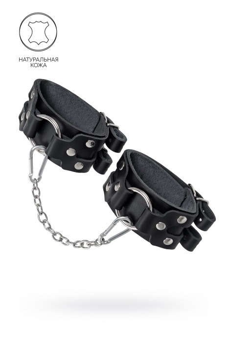 Черные кожаные оковы с двумя ремешками - Pecado - купить с доставкой в Серпухове