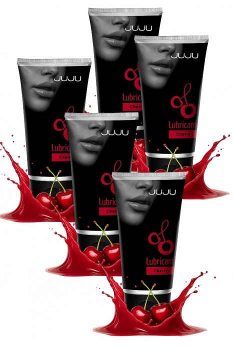 Набор из 5 съедобных лубрикантов JUJU со вкусом вишни - JuJu - купить с доставкой в Серпухове