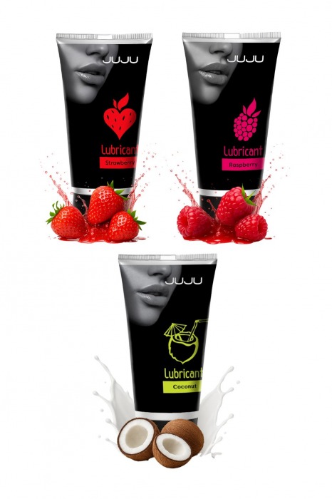 Набор из 3 съедобных лубрикантов JUJU (клубника, малина, кокос) - JuJu - купить с доставкой в Серпухове