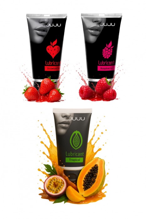 Набор из 3 съедобных лубрикантов JUJU (клубника, малина, тропические фрукты) - JuJu - купить с доставкой в Серпухове