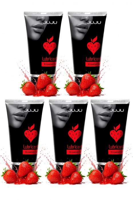 Набор из 5 съедобных лубрикантов JUJU со вкусом клубники - JuJu - купить с доставкой в Серпухове
