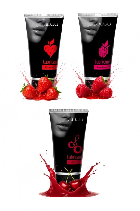 Набор из 3 съедобных лубрикантов JUJU (клубника, малина, вишня) - JuJu - купить с доставкой в Серпухове
