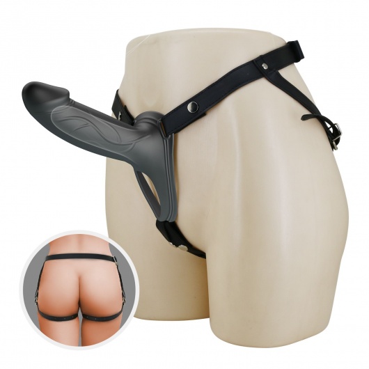 Черный полый мужской страпон London - 16,8 см. - Baile - купить с доставкой в Серпухове