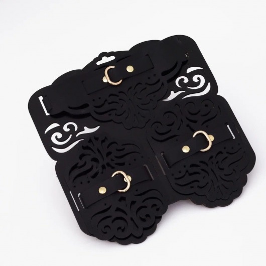 Фигурный набор для БДСМ-игр с узорами и золотистой фурнитурой - Crazy Handmade - купить с доставкой в Серпухове