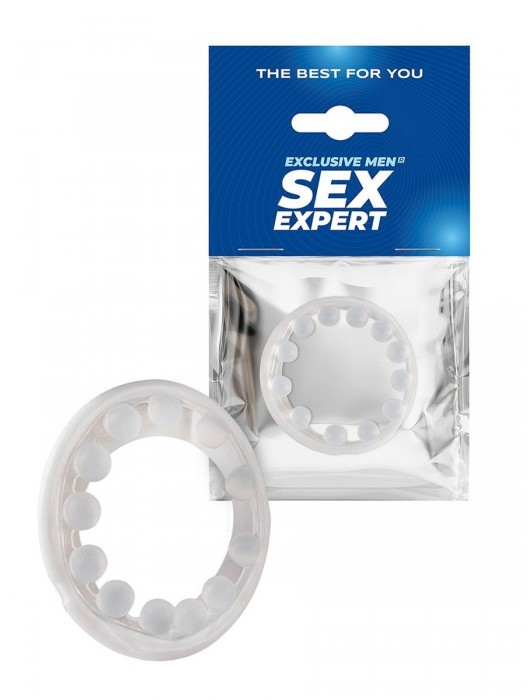 Эрекционное кольцо со стимулирующими шариками на поверхности - Sex Expert - в Серпухове купить с доставкой