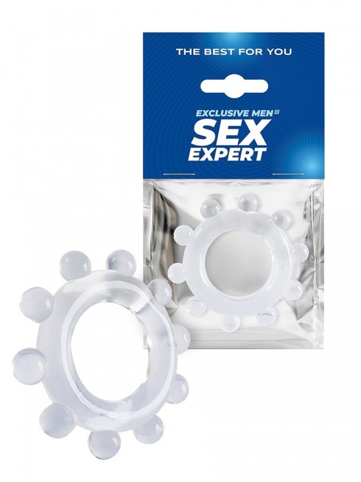 Прозрачное эрекционное кольцо со стимулирующими шариками - Sex Expert - в Серпухове купить с доставкой