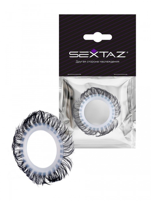 Эластичное эрекционное колечко с черными «ресничками» - Sextaz - в Серпухове купить с доставкой