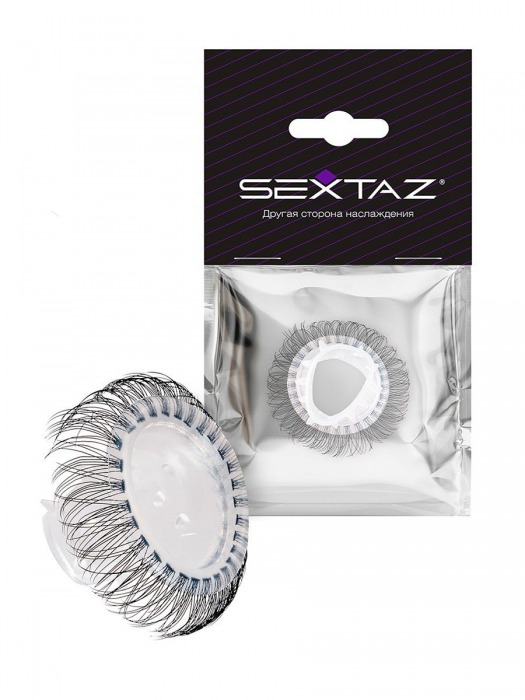 Эластичное эрекционное кольцо с длинными черными «ресничками» - Sextaz - в Серпухове купить с доставкой