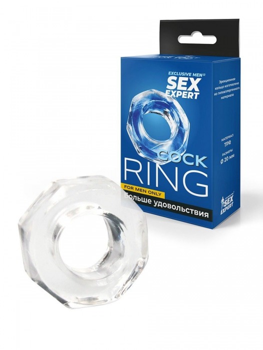 Прозрачное эрекционное кольцо в форме гайки - Sex Expert - в Серпухове купить с доставкой