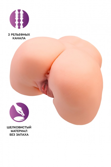 Телесный мастурбатор в форме попки с 2 любовными входами - No Name - в Серпухове купить с доставкой