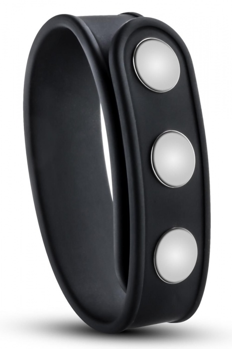 Черное эрекционное кольцо на кнопках - Blush Novelties - в Серпухове купить с доставкой