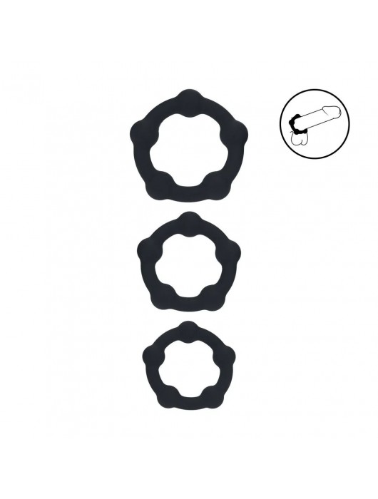 Набор из 3 эрекционных колец Beaded Silicone Cockring Set - Shots Media BV - в Серпухове купить с доставкой