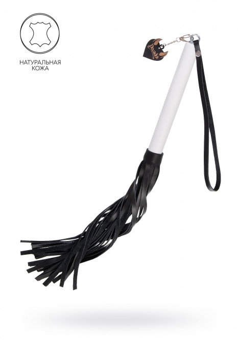 Плеть с белой рукоятью и чёрными хлыстами - 50 см. - Pecado - купить с доставкой в Серпухове