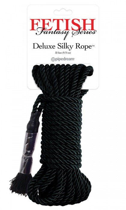 Черная веревка для фиксации Deluxe Silky Rope - 9,75 м. - Pipedream - купить с доставкой в Серпухове