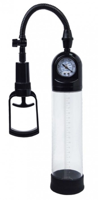 Чёрная вакуумная помпа A-toys с манометром и прозрачной колбой - A-toys - в Серпухове купить с доставкой