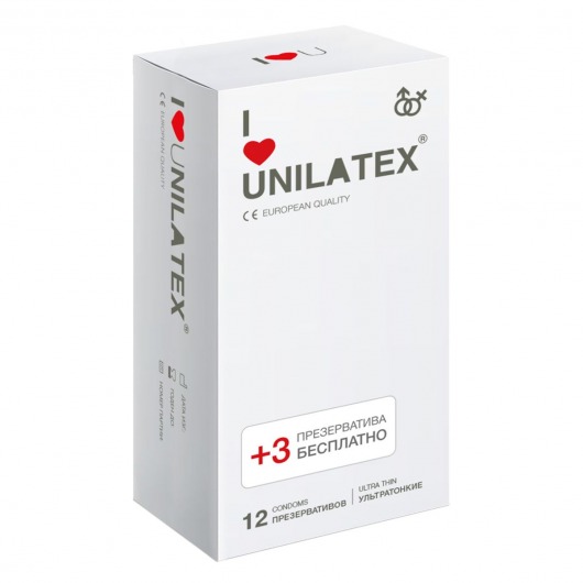 Ультратонкие презервативы Unilatex Ultra Thin - 12 шт. + 3 шт. в подарок - Unilatex - купить с доставкой в Серпухове