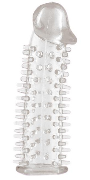 Прозрачная насадка на половой член с закрытой головкой и шипами - 12,5 см. - Toyfa Basic - в Серпухове купить с доставкой
