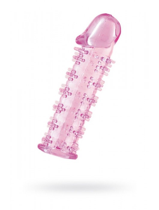 Гелевая розовая насадка на фаллос с шипами - 12 см. - Toyfa Basic - в Серпухове купить с доставкой