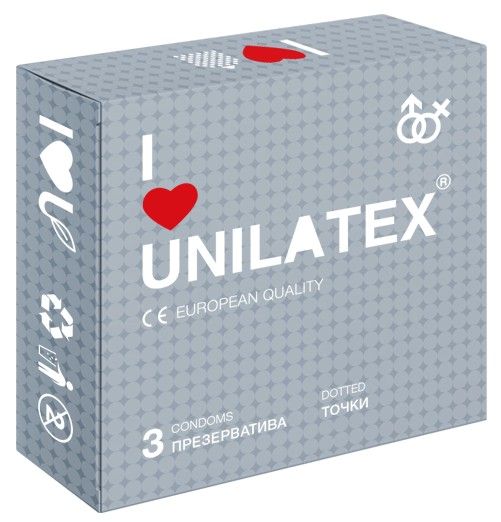 Презервативы с точками Unilatex Dotted - 3 шт. - Unilatex - купить с доставкой в Серпухове