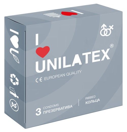 Презервативы с рёбрами Unilatex Ribbed - 3 шт. - Unilatex - купить с доставкой в Серпухове