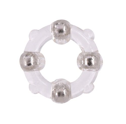 Эрекционное кольцо с 4 бусинами MENZSTUFF STUD RING CLEAR - Dream Toys - в Серпухове купить с доставкой