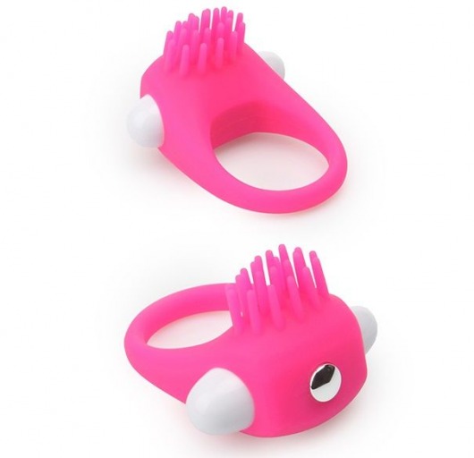 Розовое эрекционное кольцо с щеточкой LIT-UP SILICONE STIMU RING 5 - Dream Toys - в Серпухове купить с доставкой