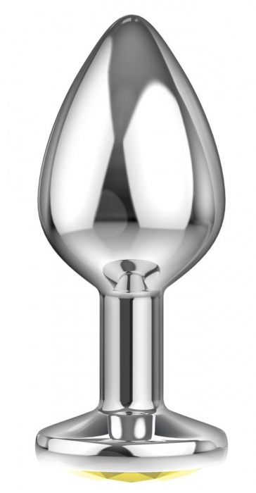 Большая серебристая анальная пробка Diamond Yellow Sparkle Large с жёлтым кристаллом - 8 см. - Lola Games - купить с доставкой в Серпухове