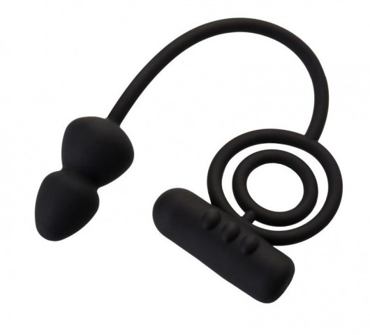 Чёрное эрекционное кольцо с вибропулькой и анальным хвостом - Erotist Adult Toys - в Серпухове купить с доставкой